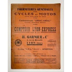 1939 - Tarif illustré des Cycles SFL et Sphinxia - Comptoir Lyon-Express - H. Garnier & Cie à Lyon (Rhône)