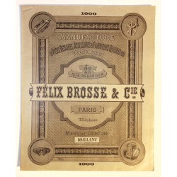 1900 - Tarif Album Felix Brosse & Cie à Paris - marque Diamant et Brillant