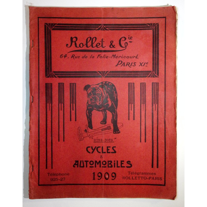 1909 - Tarif Album Rollet & Cie à Paris - Cycles Racer - Sun - Lancett - Dexter ...