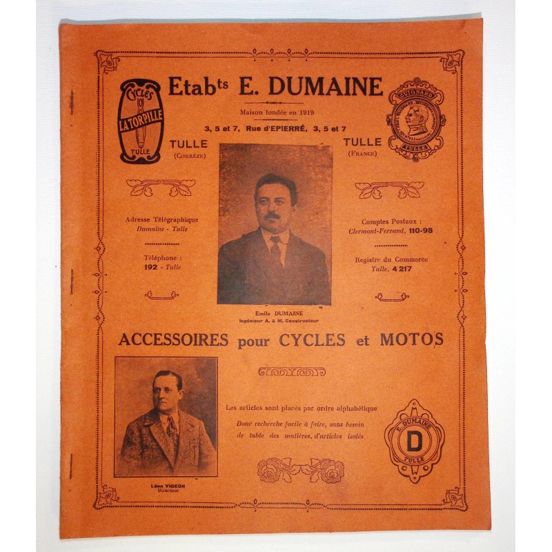 1928 - Tarif Album des Ets Emile Dumaine à Tulle (Corrèze) - Cycles La Torpille - Dumaine - Guignard
