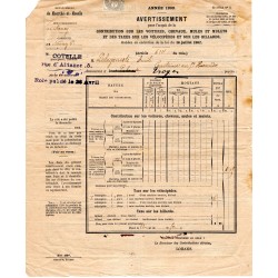 1901 - Avertissement pour l'acquit ... des taxes sur les vélocipèdes