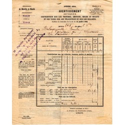 1904 - Avertissement pour l'acquit ... des taxes sur les vélocipèdes