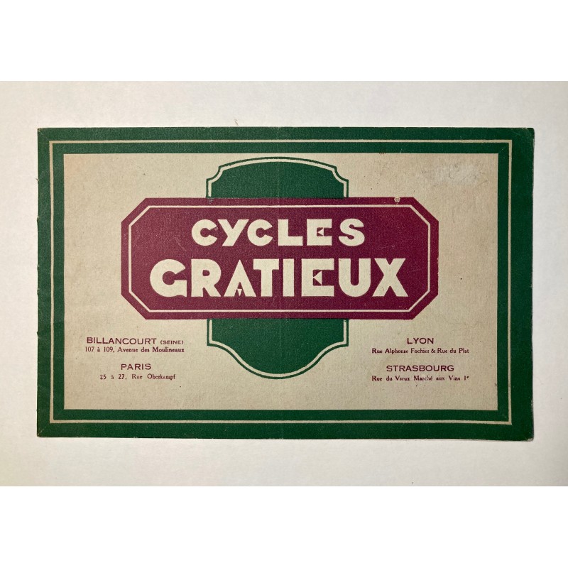 1920 (vers) - catalogue Cycles Gratieux