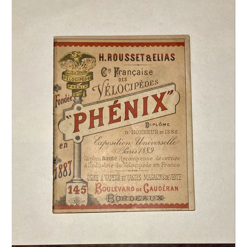 1890 - catalogue Cie Française des Vélocipèdes Phénix ( H.Rousset & Elias) à Bordeaux